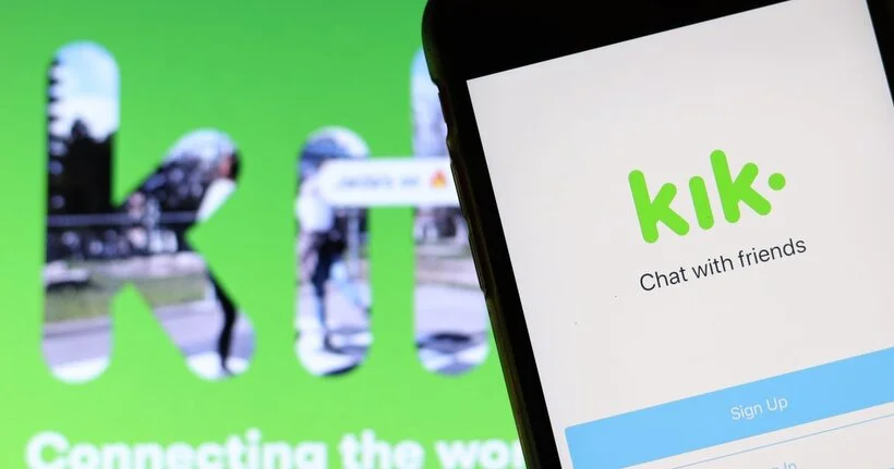 A smartphone with the Kik app logo.